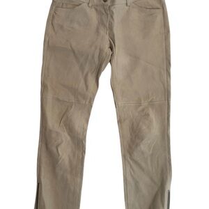 Isabel Marant Cream Lambskin Leather Tapered Pants Ankle Zip Sz 2 / US 6